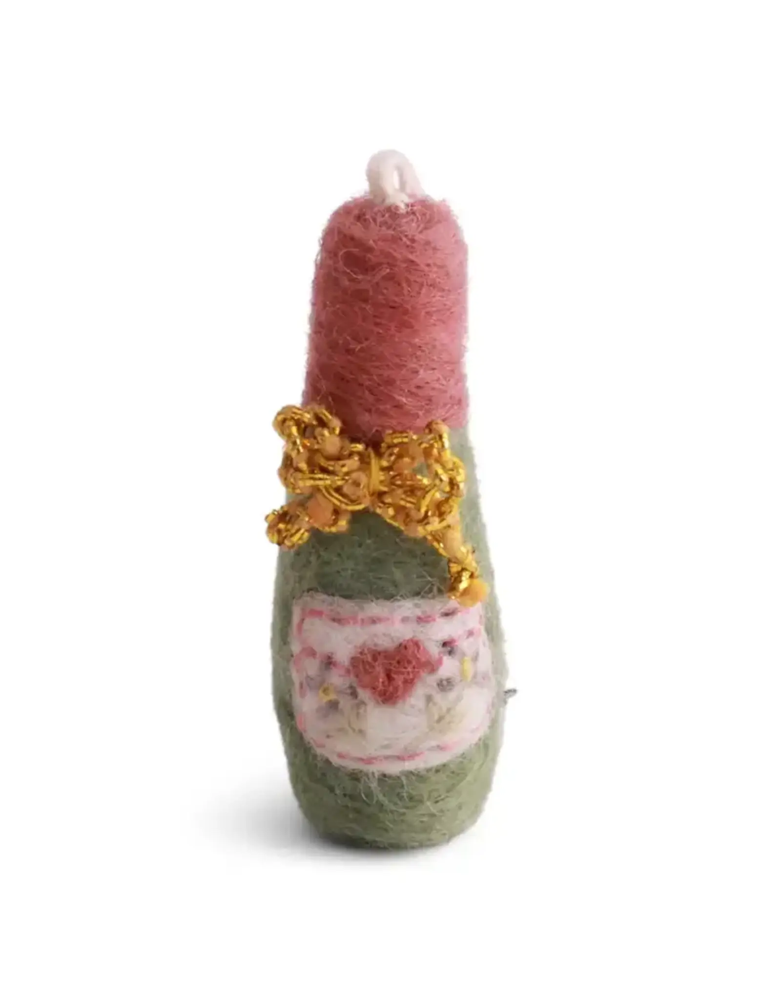 New Year Champagne Bottle Felted Wool Ornament