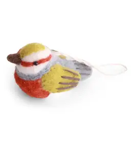 Silver Eye Bird Felted Wool Ornament