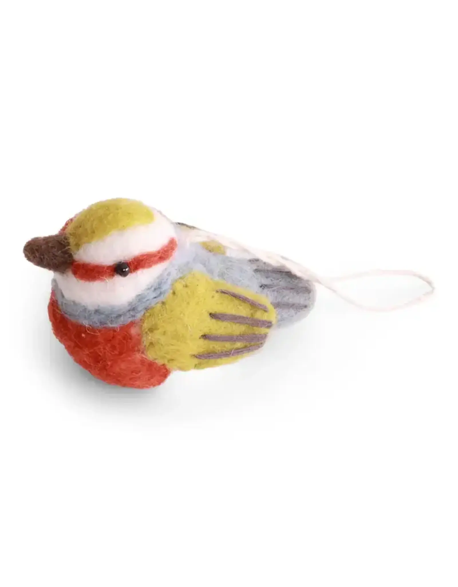 Silver Eye Bird Felted Wool Ornament