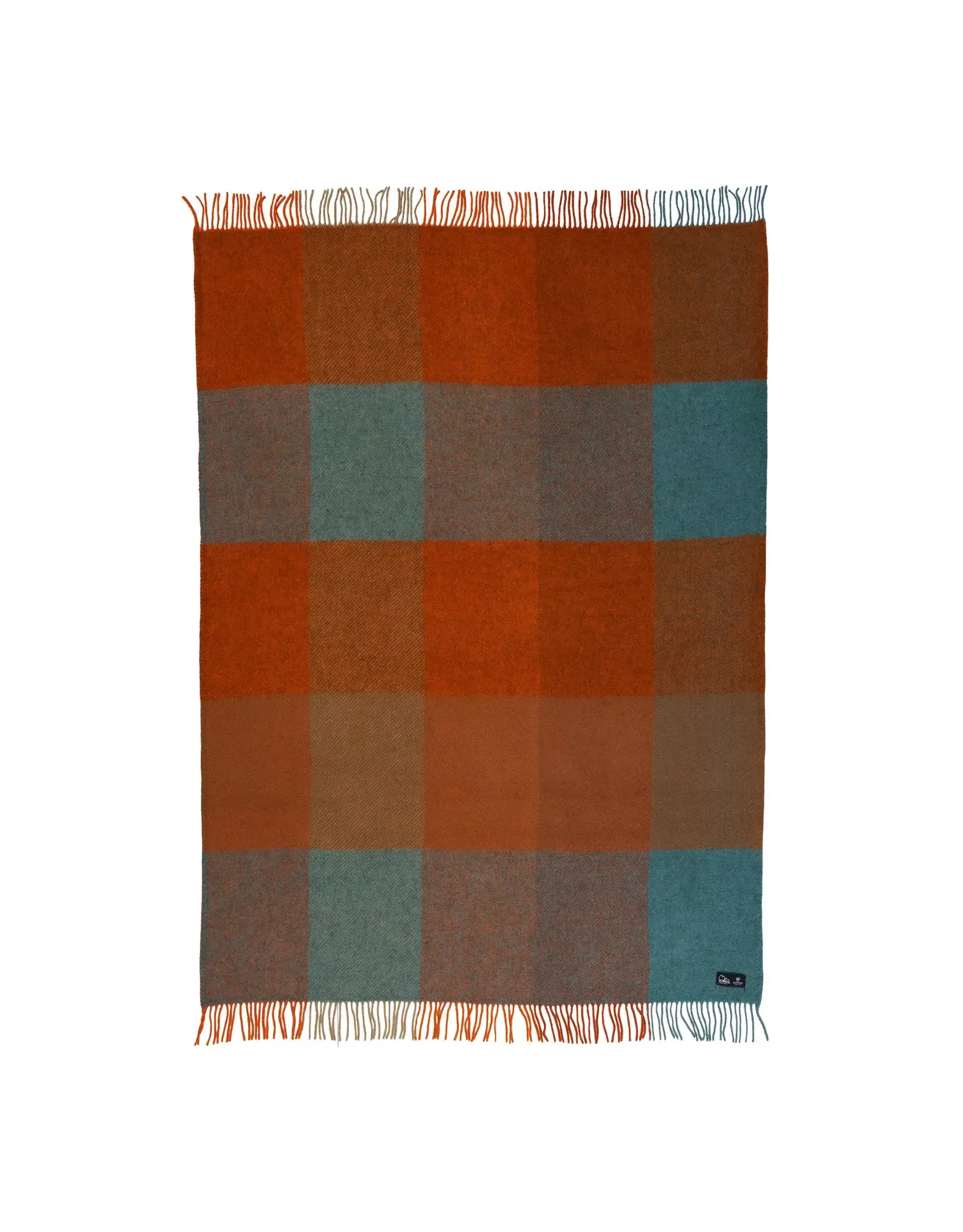 Baltic Check Woven Wool Throw in Orange