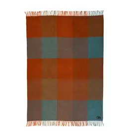 Baltic Check Woven Wool Throw in Orange