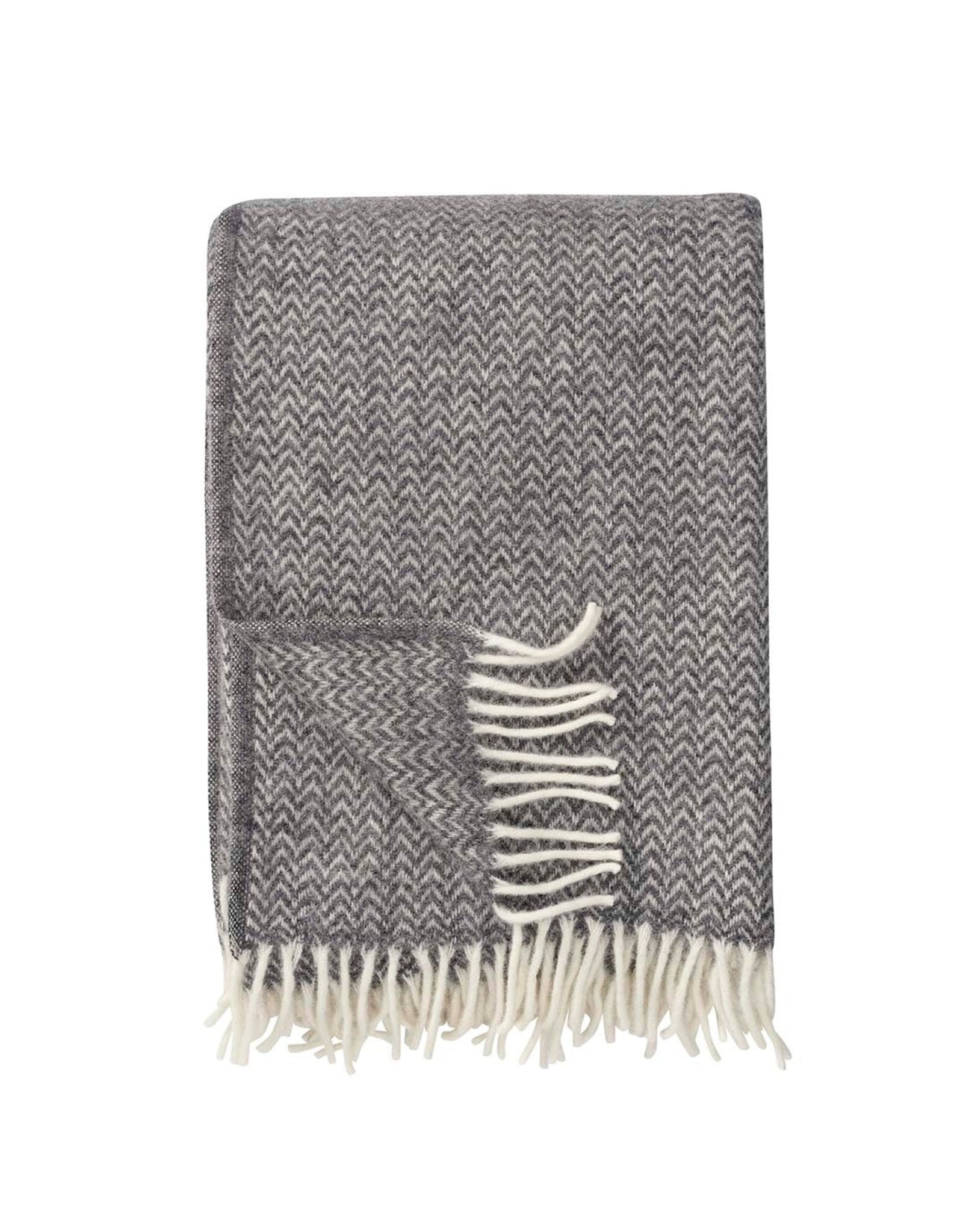 Klippan Chevron Grey Woven Wool Throw