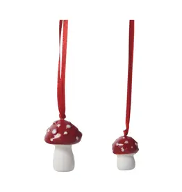 Ceramic Toadstool Mushroom Ornament 2 Pack