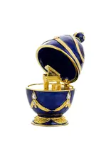 Blue Fabergé Style Egg with Golden Piano