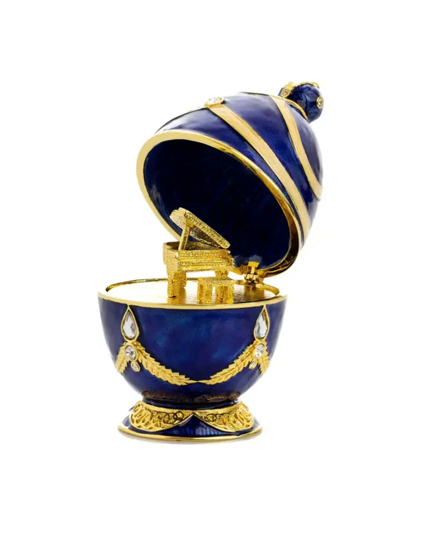 Blue Fabergé Style Egg with Golden Piano