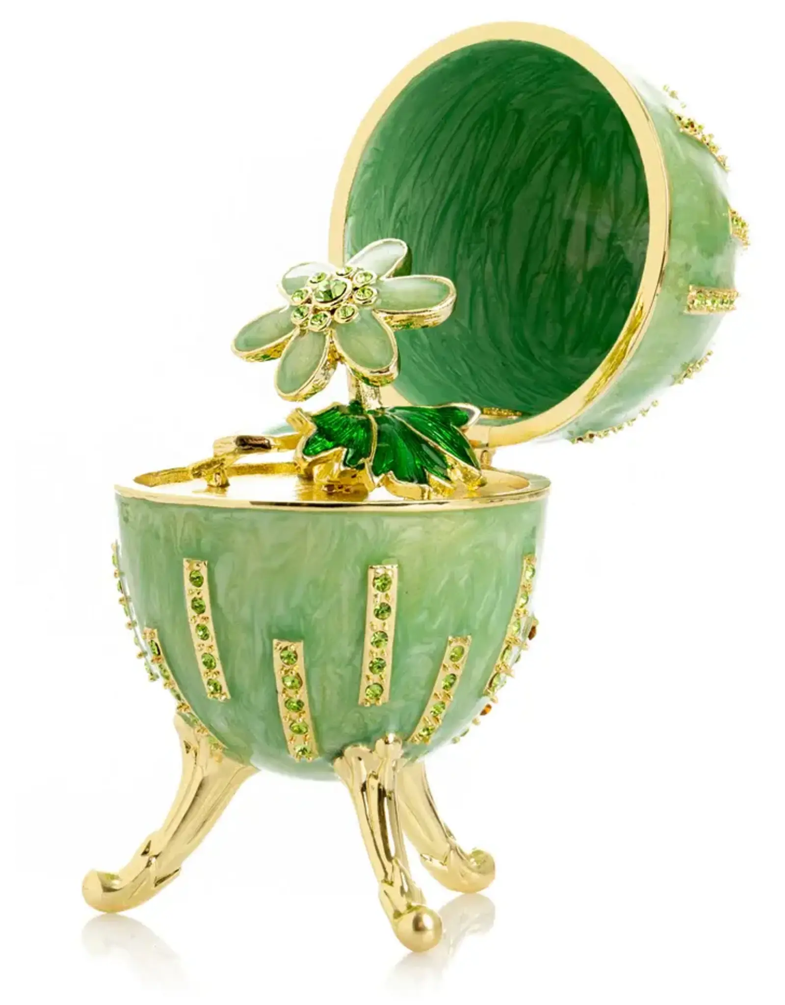 Fabergé Style Green Egg with Flowers