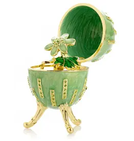 Fabergé Style Green Egg with Flowers