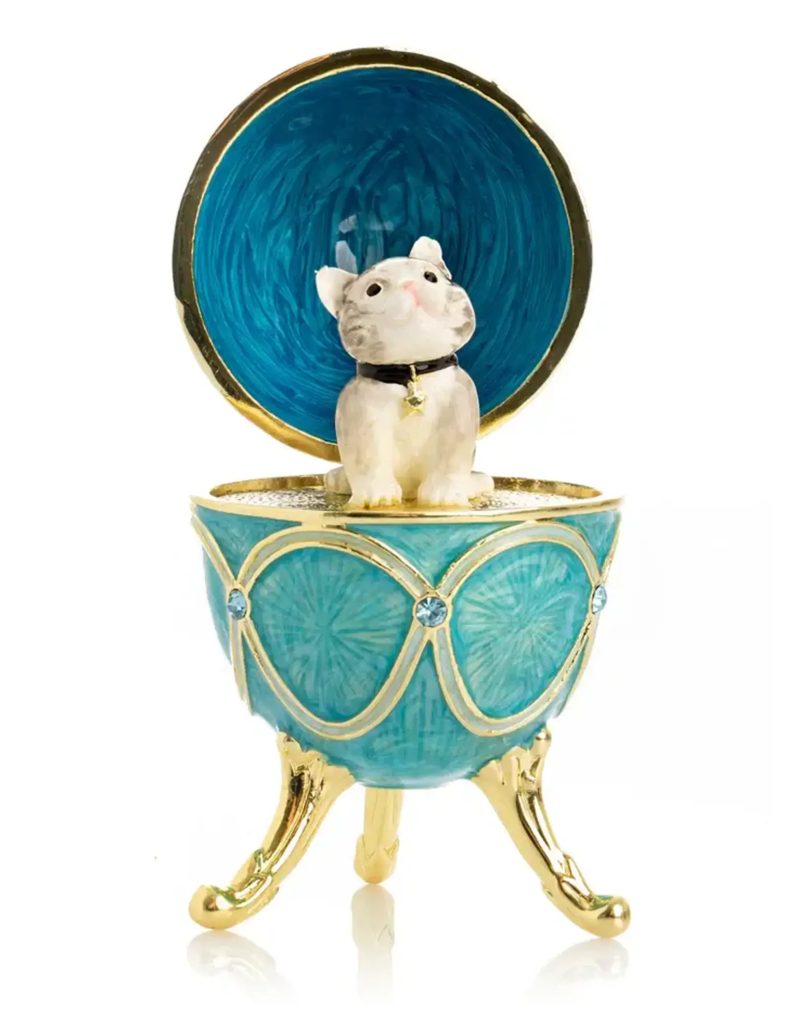 Fabergé Style Turquoise Egg with Cat