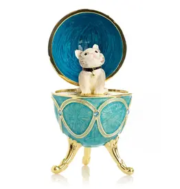 Fabergé Style Turquoise Egg with Cat