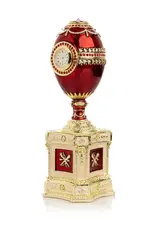 Red Fabergé Style Egg with Pearl and Clock