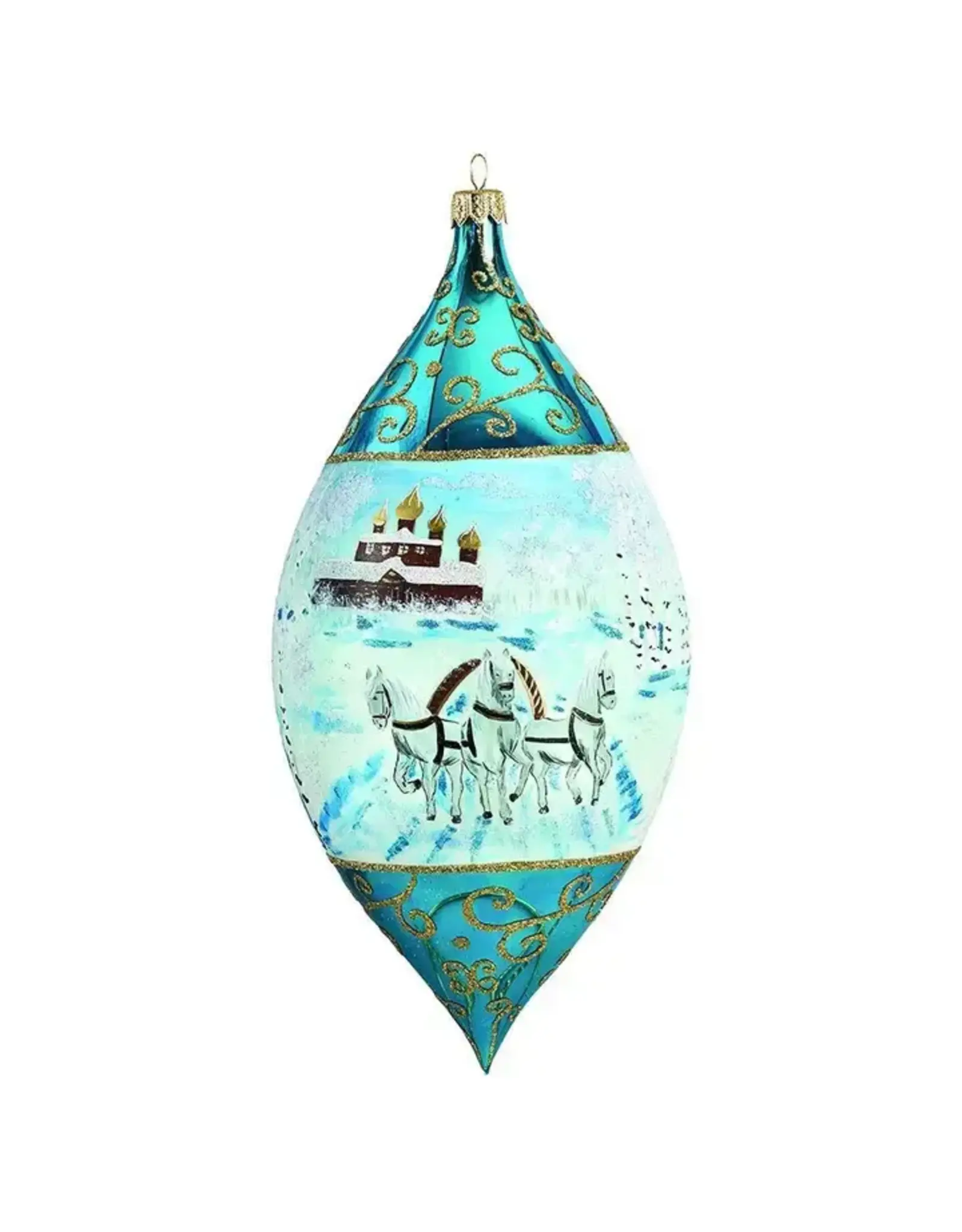 Russian Troika Glass Drop Ornament