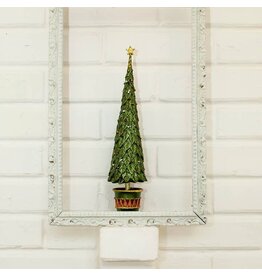 Dark Green Holly Topiary Tree with Star 9"