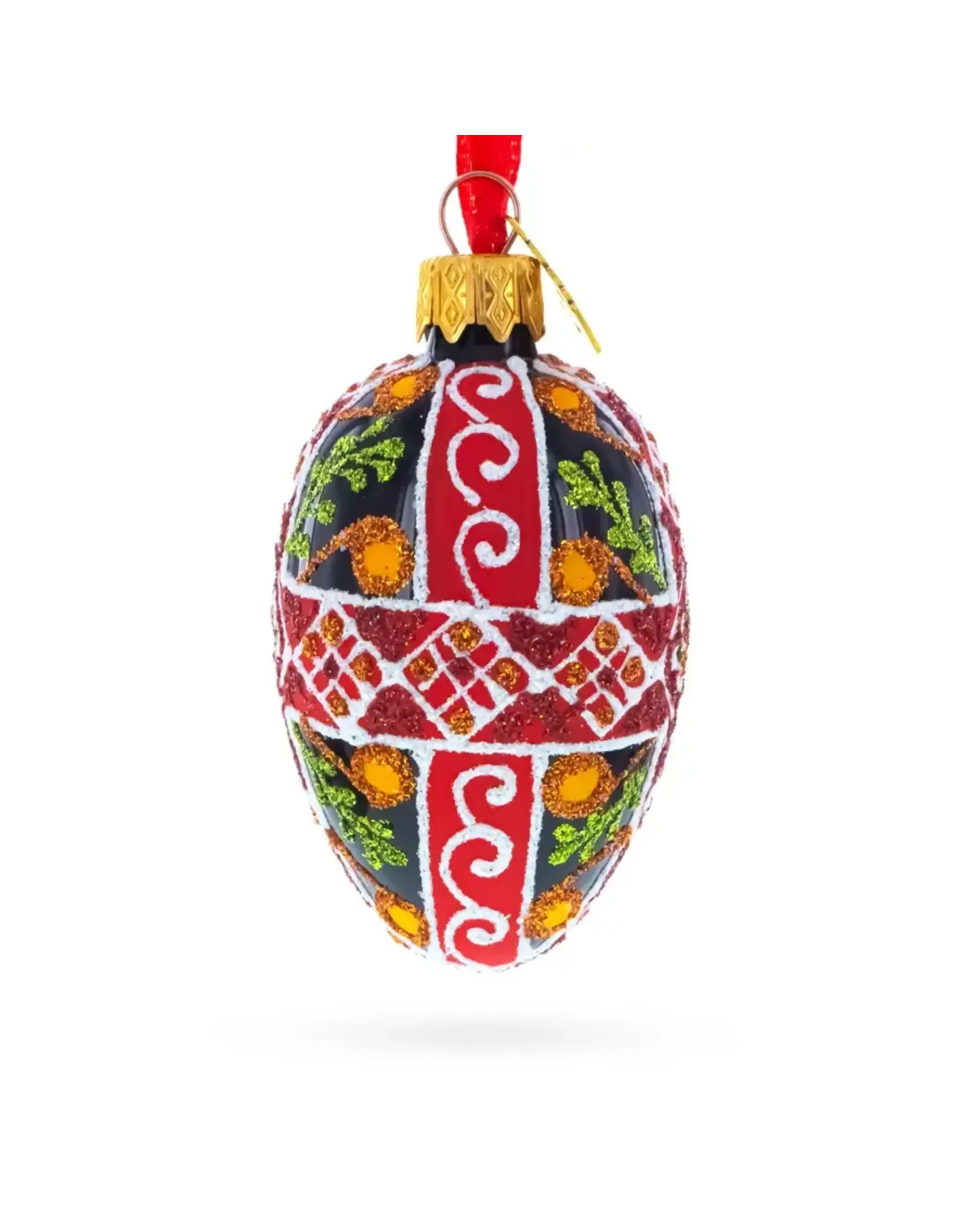 Folk Art Cross Mini Egg Ornament