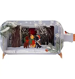 Holiday Dogs in the Forest Message in a Bottle Pop-Up Card
