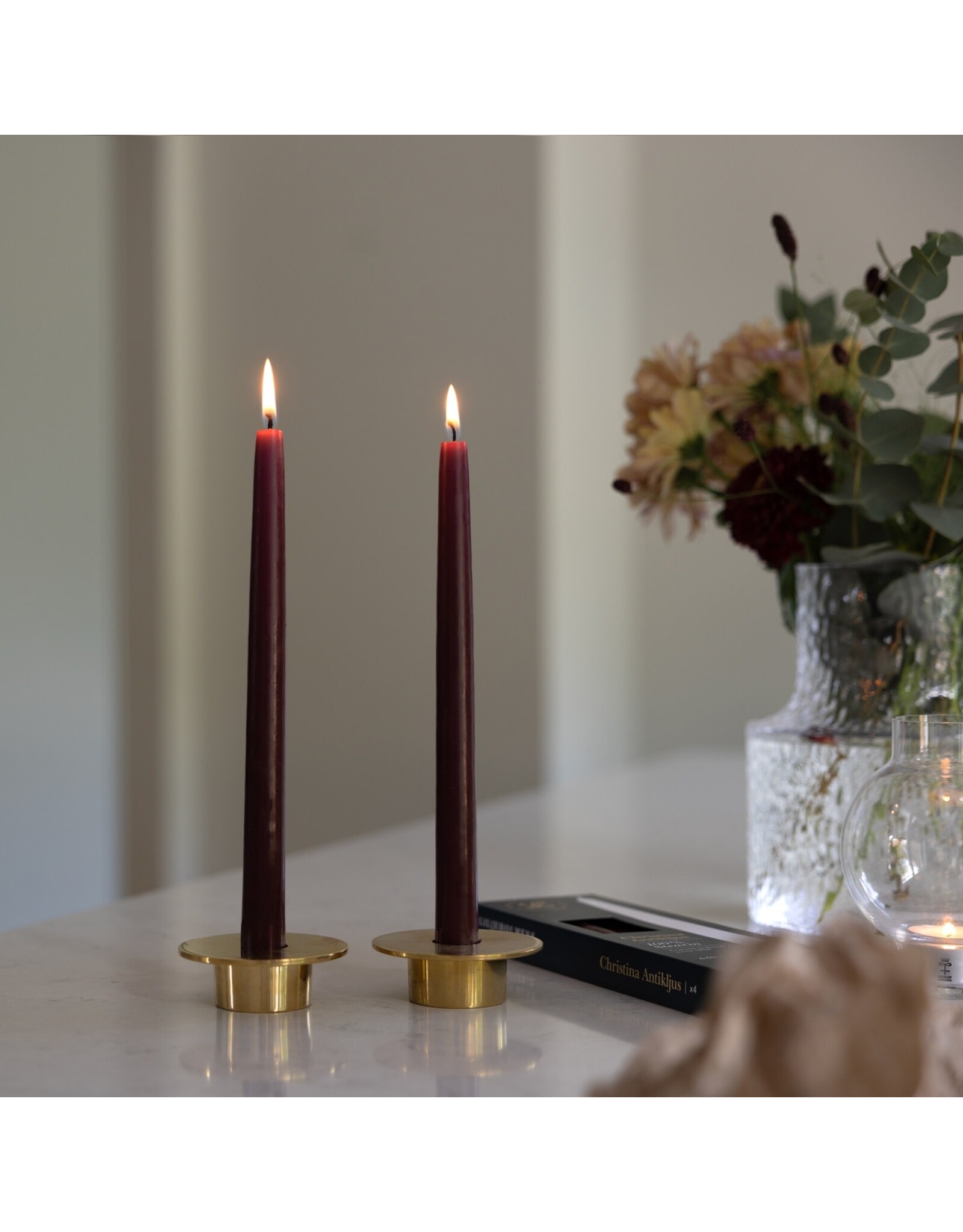Wine Red Long Taper Candles