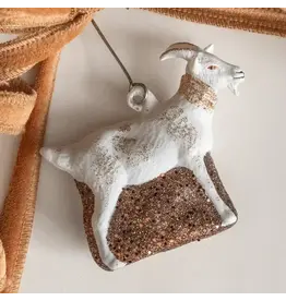 Glittering Goat Glass Ornament