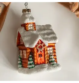 Snowy Teremok Glass Ornament