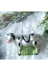 Silvery Glass Cow Ornament