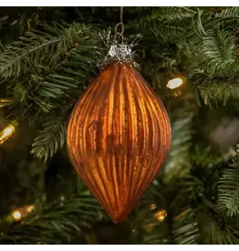 Mod Orange Glass Ornament w Tinsel