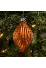 Mod Orange Glass Ornament w Tinsel
