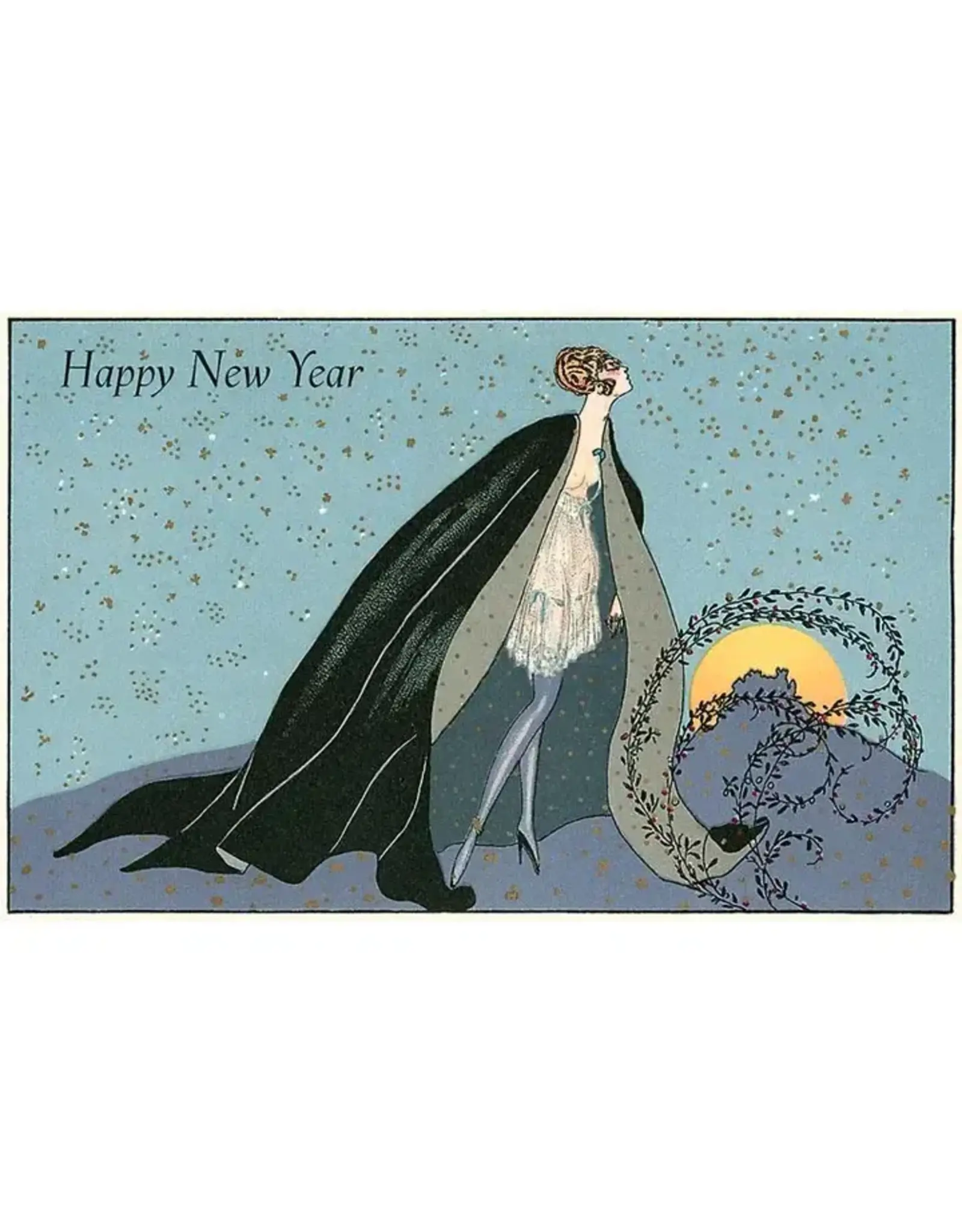 Art Deco Happy New Year Magnet Woman with  Cape