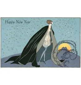 Art Deco Happy New Year Magnet Woman with  Cape