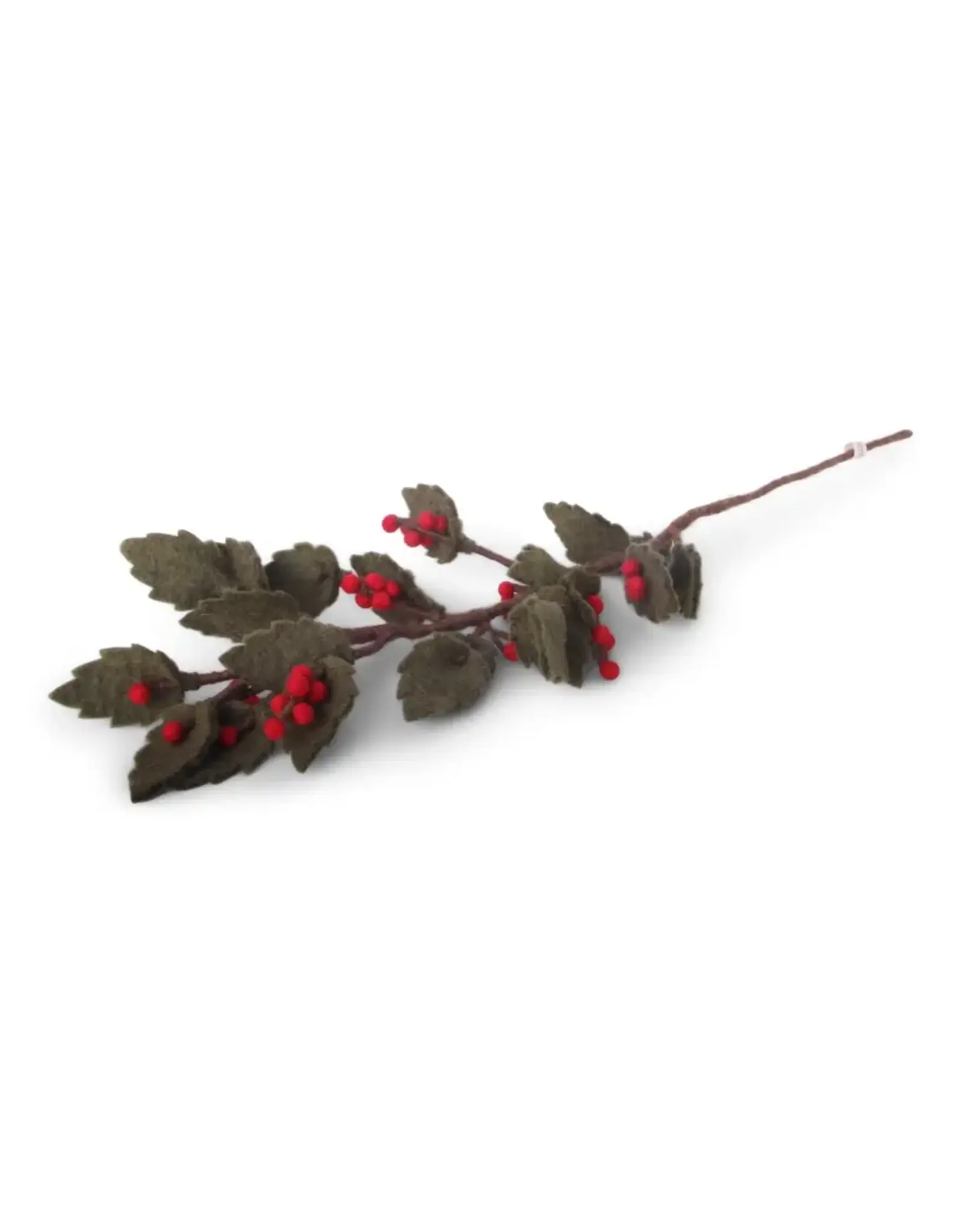 Felted Wool Holly Branch