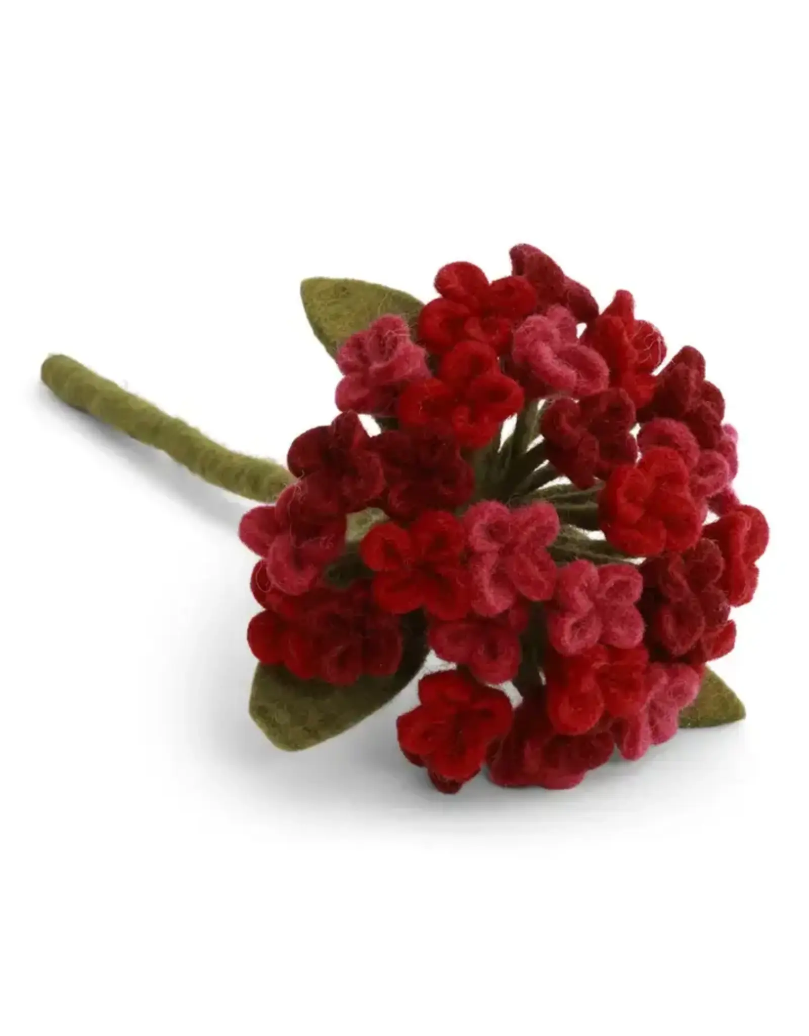 Felted Wool Red Hydrangea