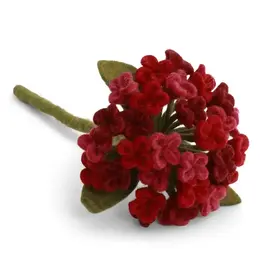 Felted Wool Red Hydrangea