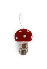 Felted Wool Mushroom House Ornament