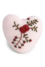 Felted Wool White Heart with Branch Ornament