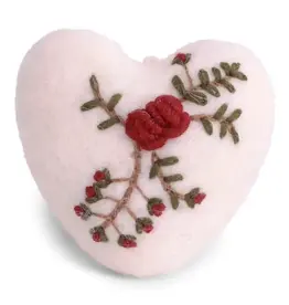 Felted Wool White Heart with Branch Ornament