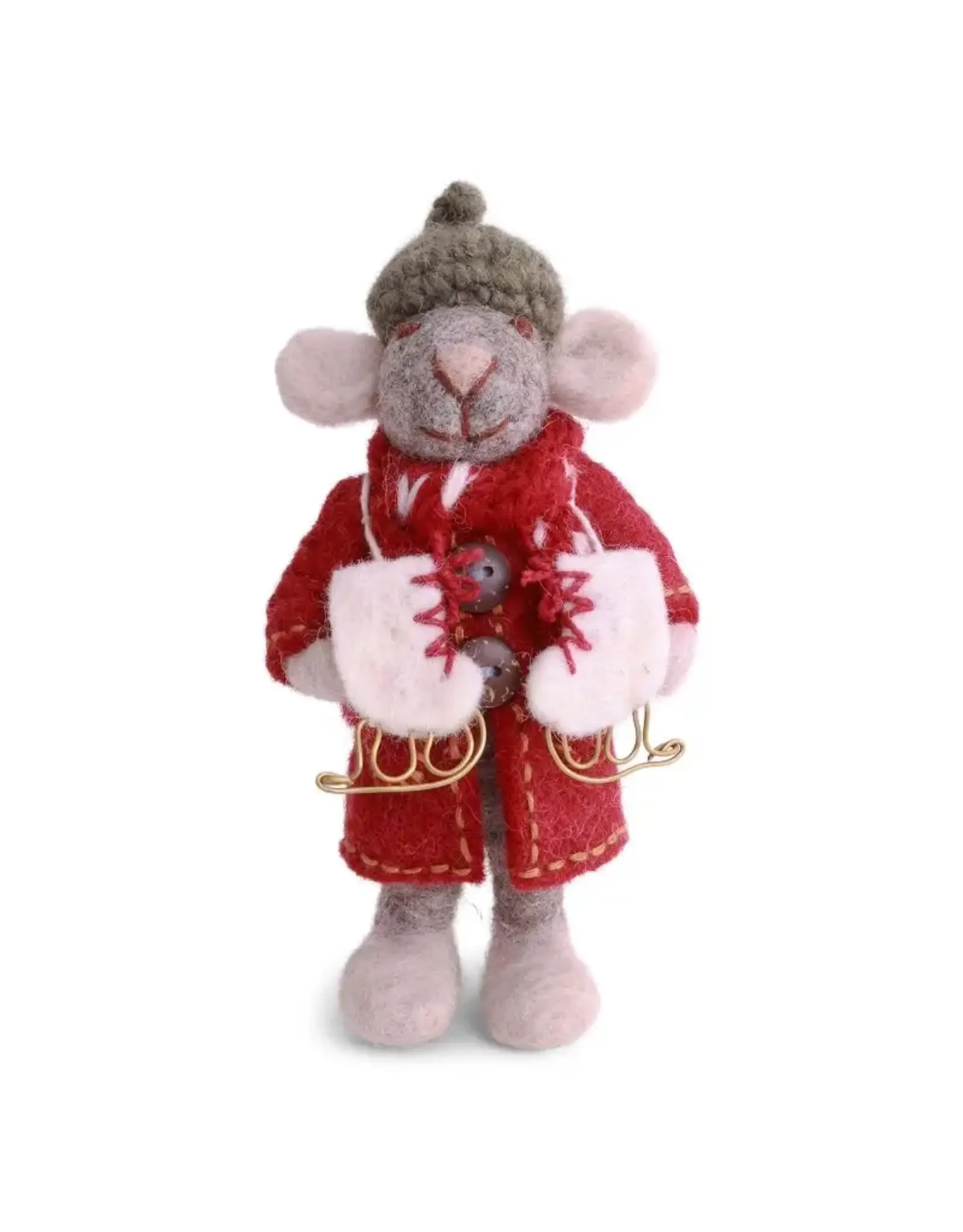 Felted Wool Mouse with Ice Skates