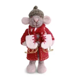 Felted Wool Mouse with Ice Skates