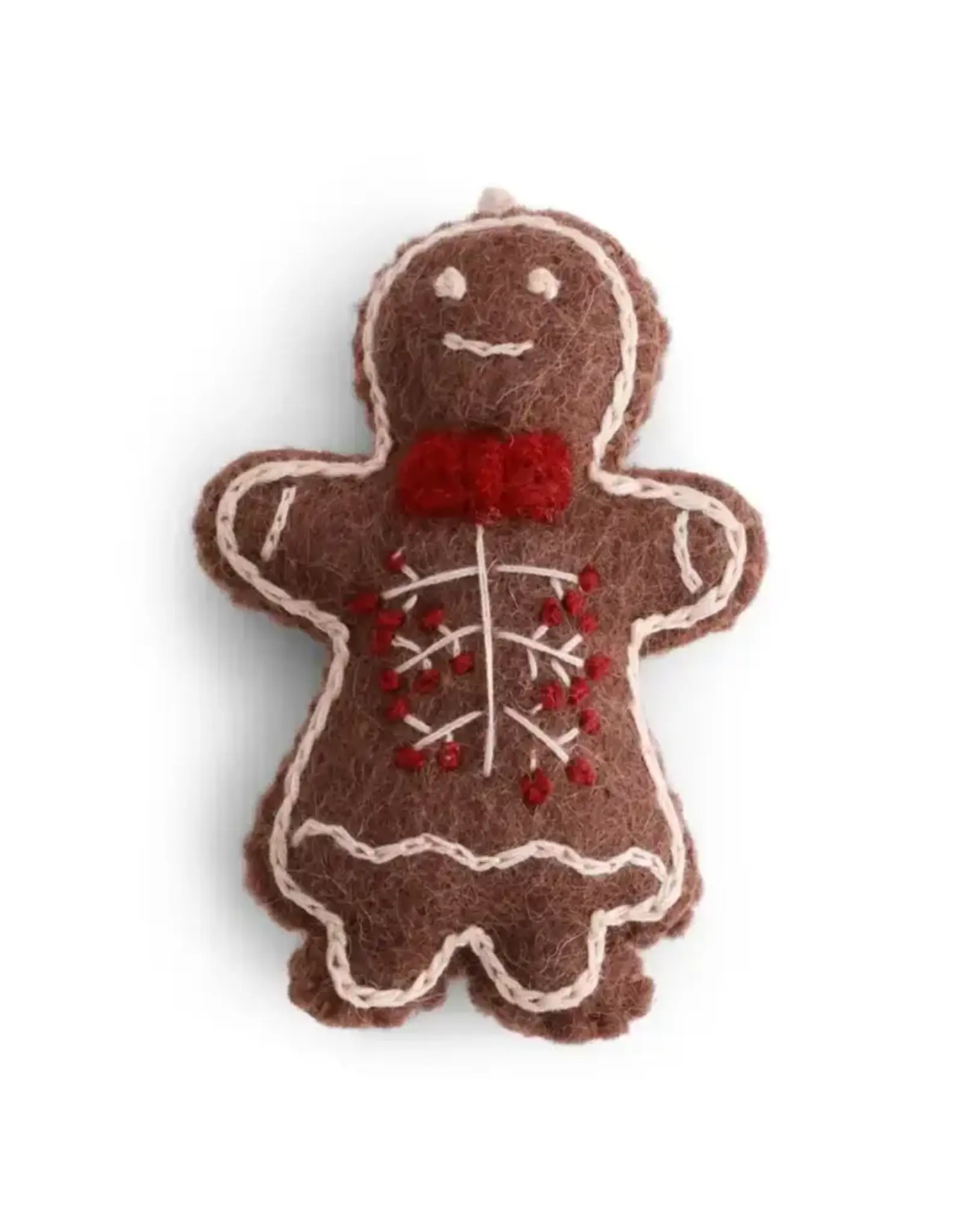 Gingerbread with Embroidery Felted Wool Ornament