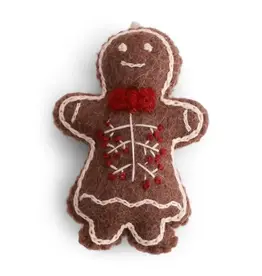 Gingerbread with Embroidery Felted Wool Ornament