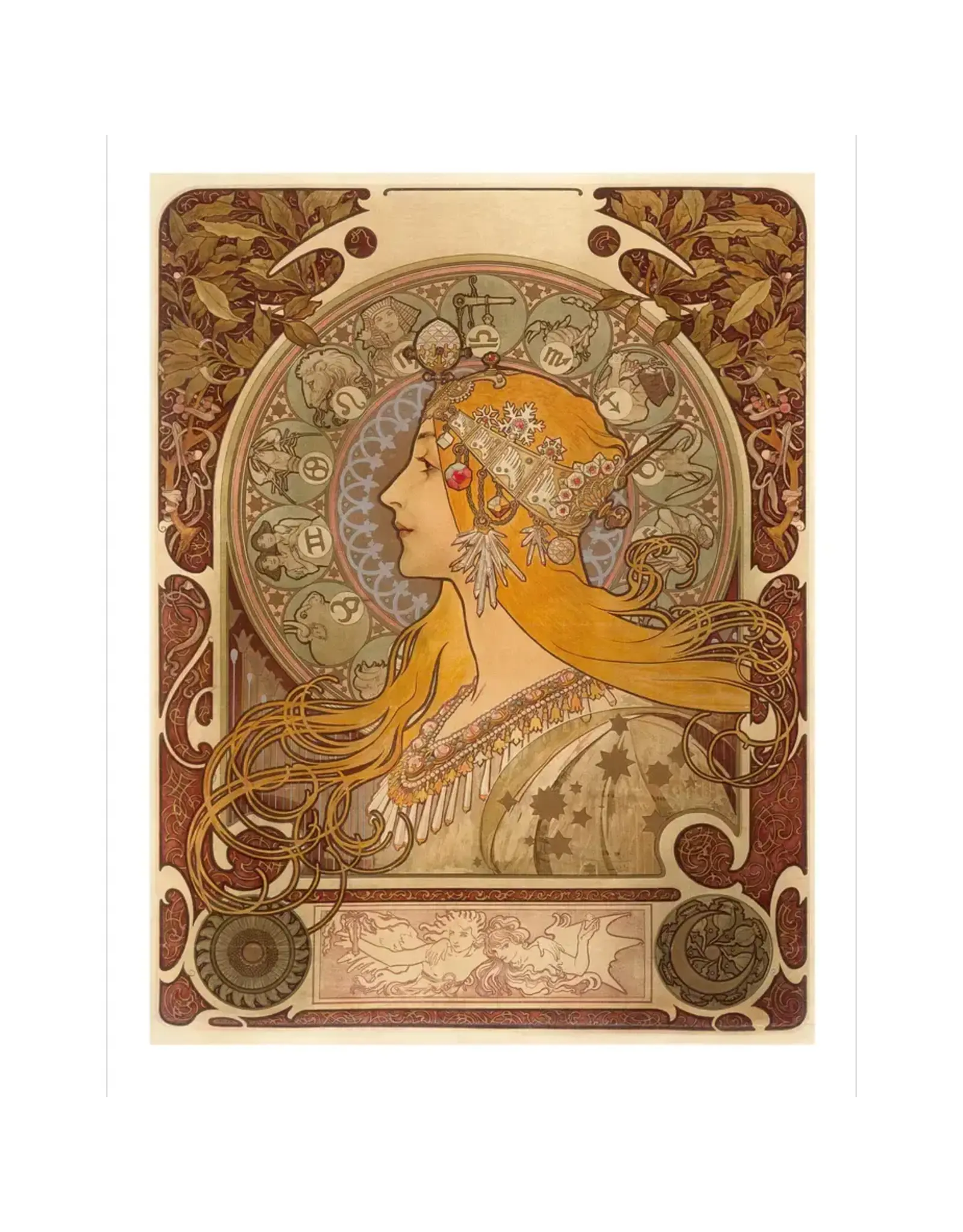 Art Nouveau Mucha Zodiac 1896  Blank Notecard