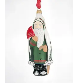 White Grandfather Frost with Trees Polish Glass Ornament