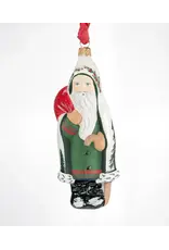White Grandfather Frost with Trees Polish Glass Ornament