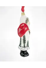 White Grandfather Frost with Trees Polish Glass Ornament