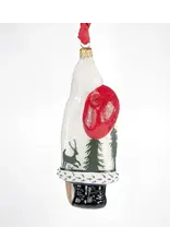 White Grandfather Frost with Trees Polish Glass Ornament