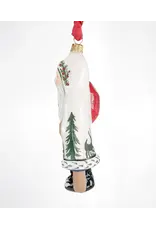 White Grandfather Frost with Trees Polish Glass Ornament