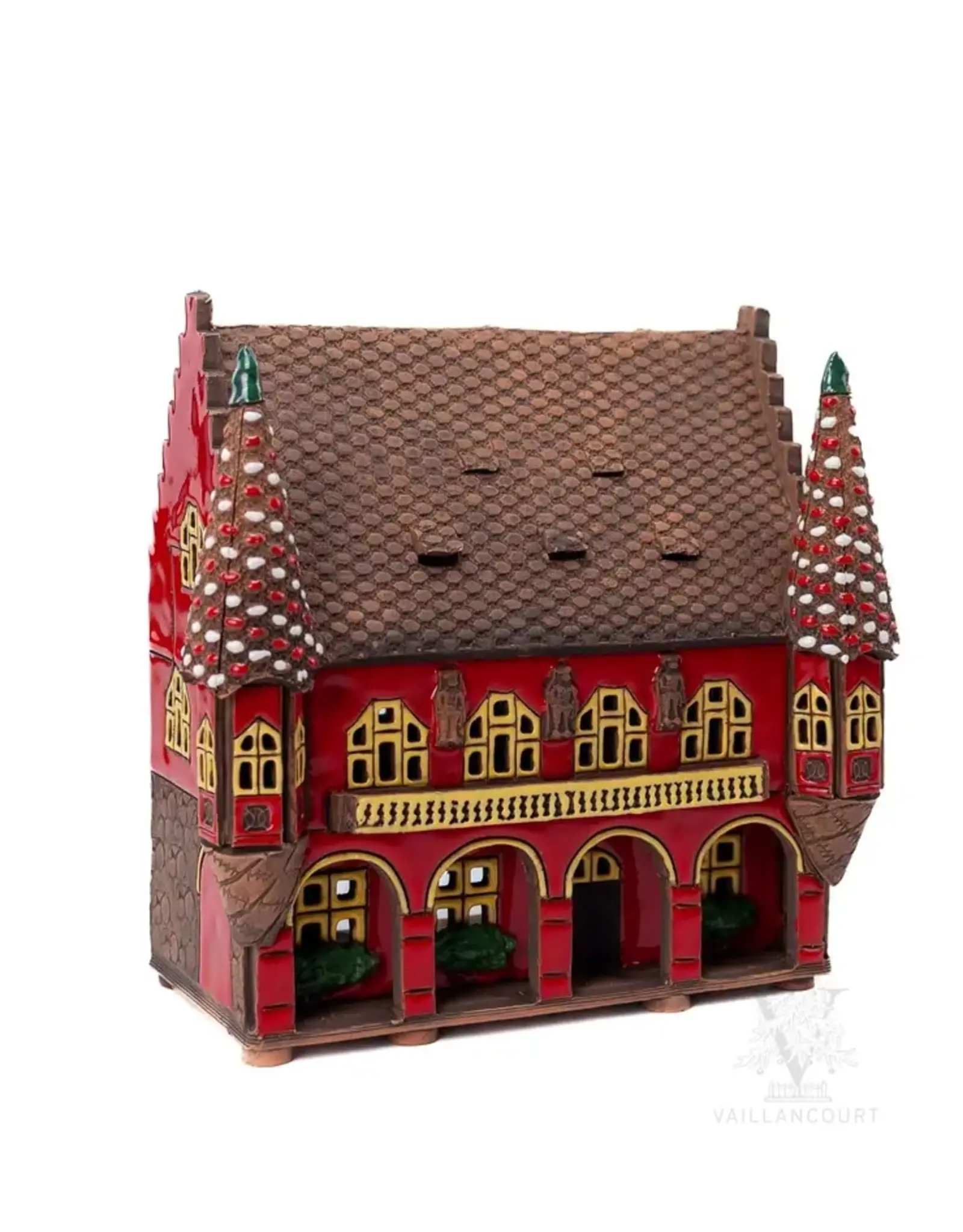 Lithuanian Vilnius Keramik Candle House Red with Towers