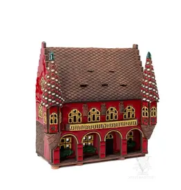 Lithuanian Vilnius Keramik Candle House Red with Towers
