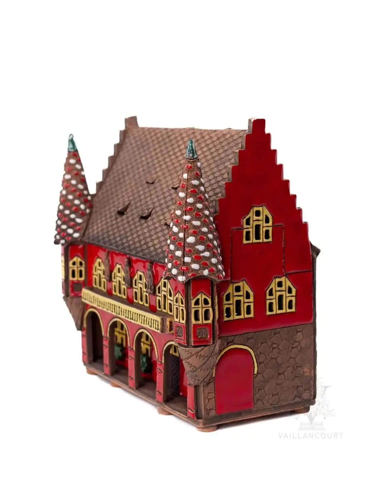 Lithuanian Vilnius Keramik Candle House Red with Towers