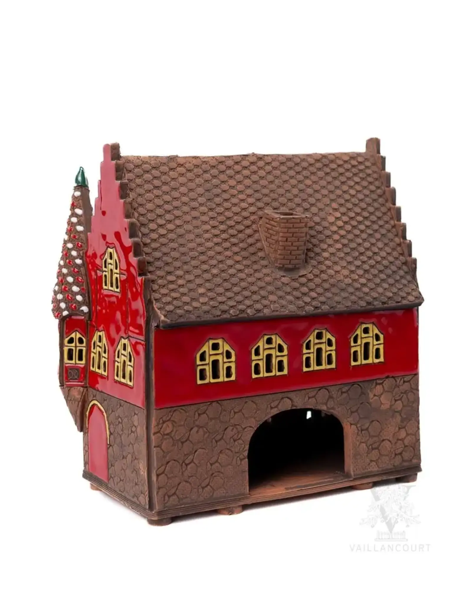 Lithuanian Vilnius Keramik Candle House Red with Towers