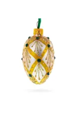 Ivory Jeweled Mini Fabergé Style Egg Ornament