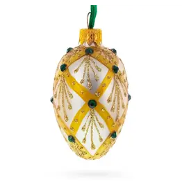 Ivory Jeweled Mini Fabergé Style Egg Ornament