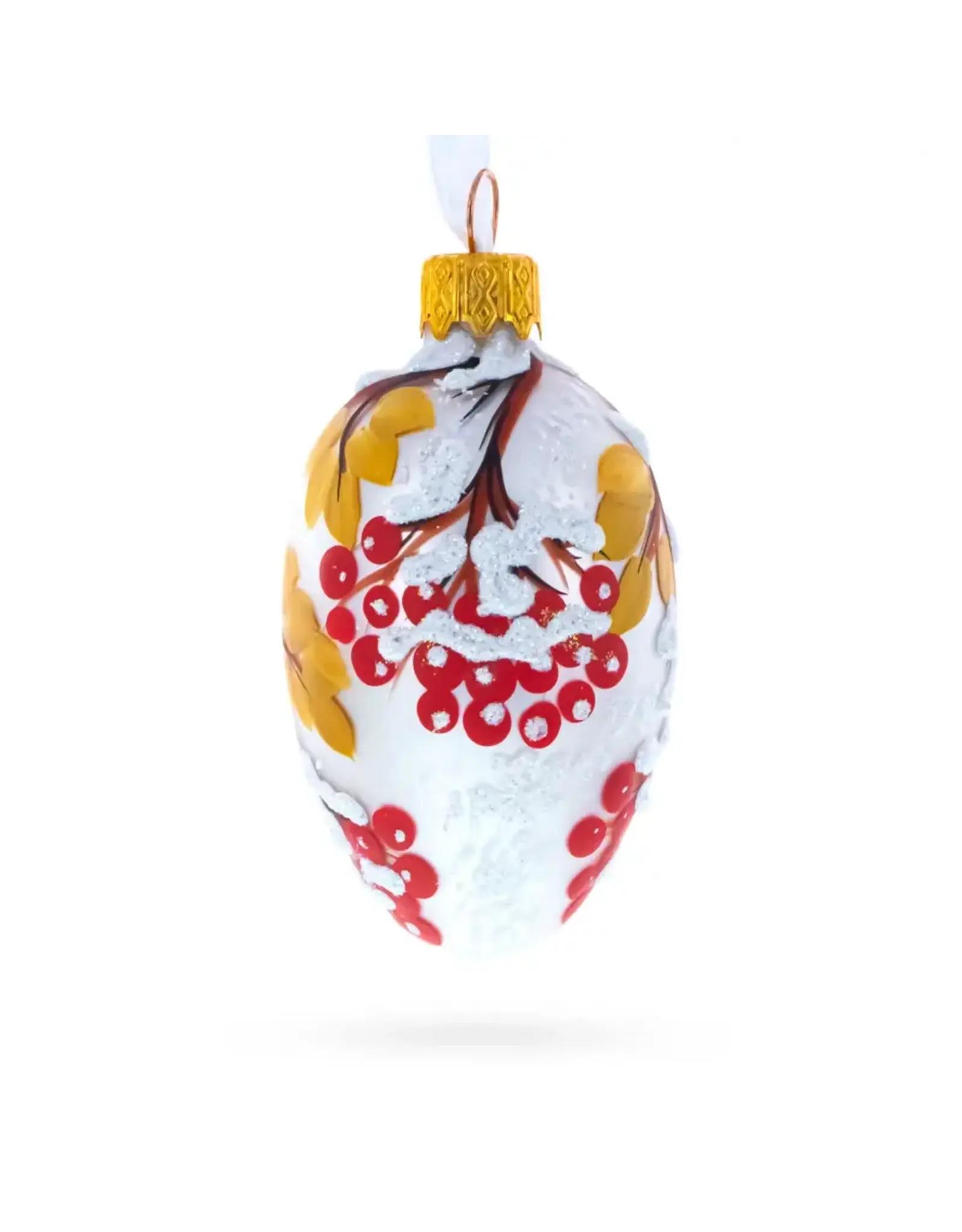 Holiday Berries Mini Glass Egg Ornament