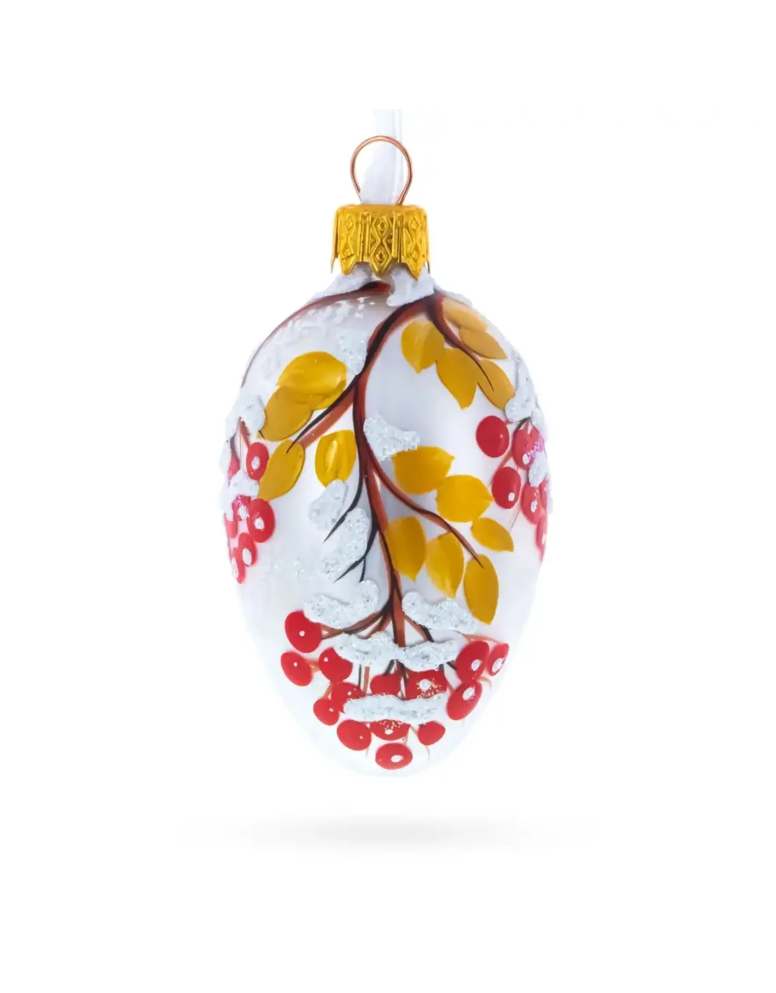 Holiday Berries Mini Glass Egg Ornament